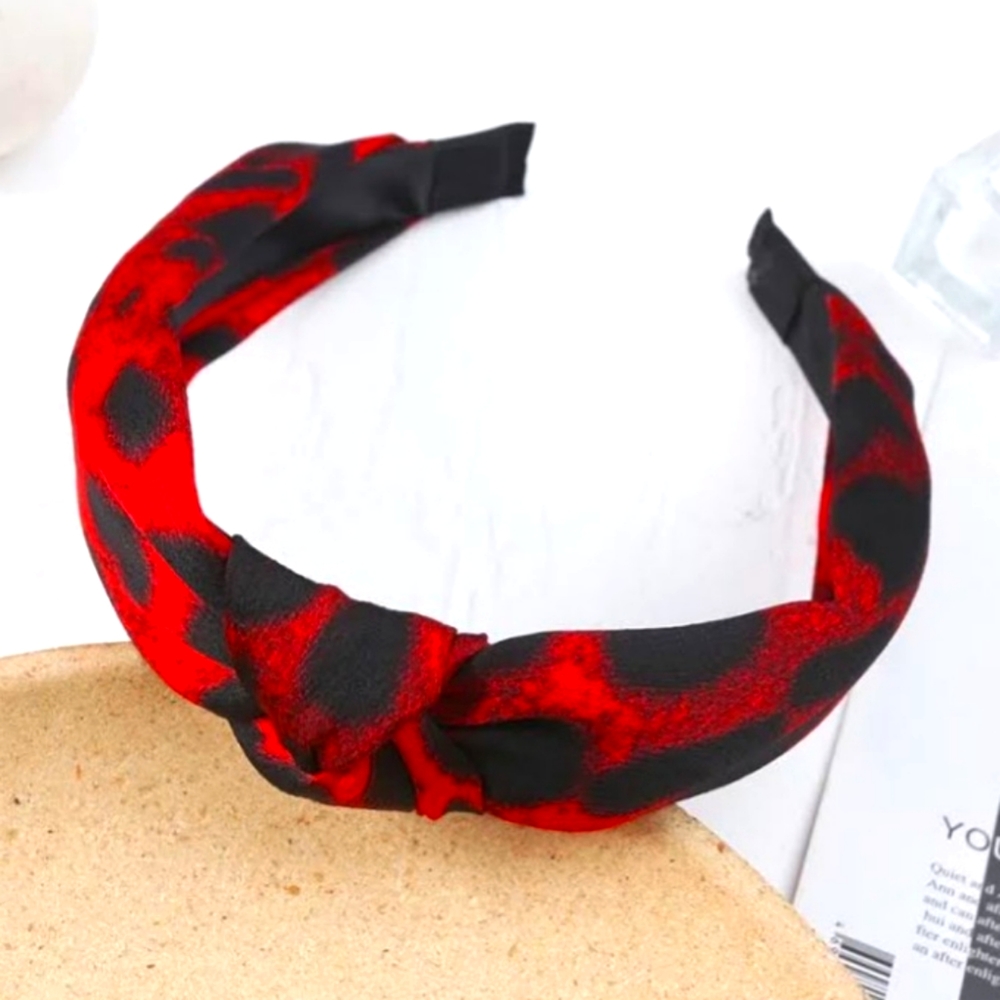 Ladies Red Leopard Hairband Women Knot